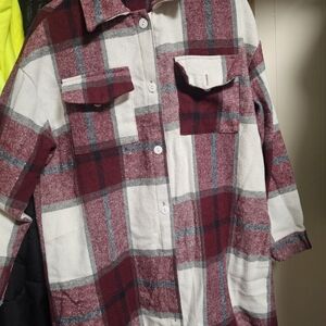 SHEIN Red and White Plaid Shirt